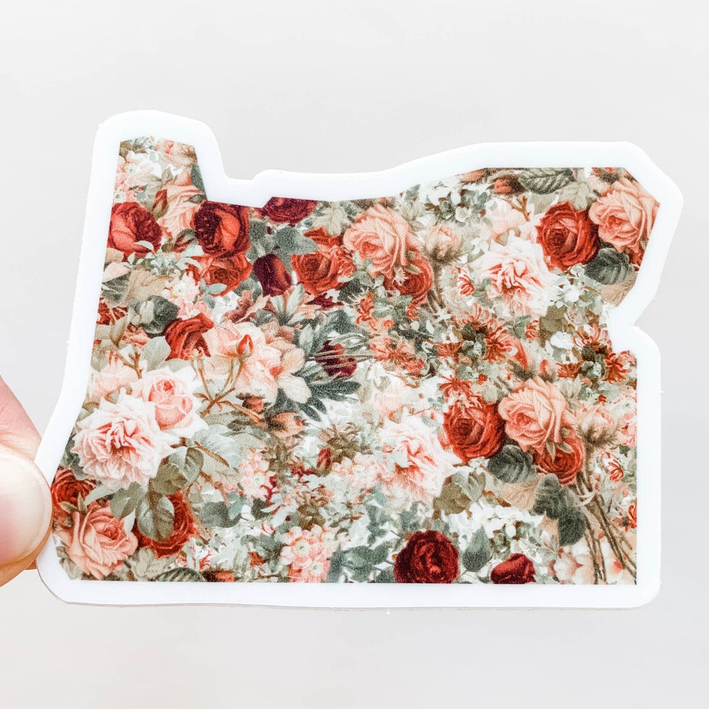 Oregon Vintage Floral State Sticker