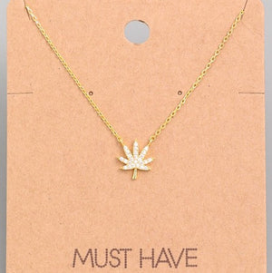 Marijuana Pendant Necklace - Gold