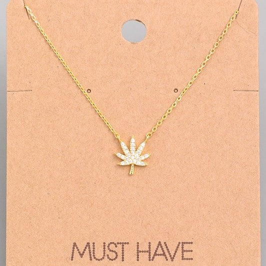 Marijuana Pendant Necklace - Gold