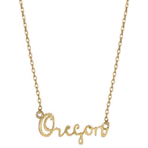 Oregon Script Necklace - Gold