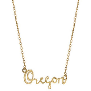 Oregon Script Necklace - Gold