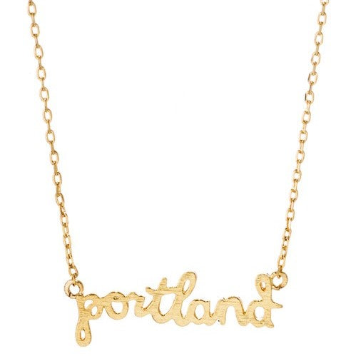 Portland Script Necklace - Gold